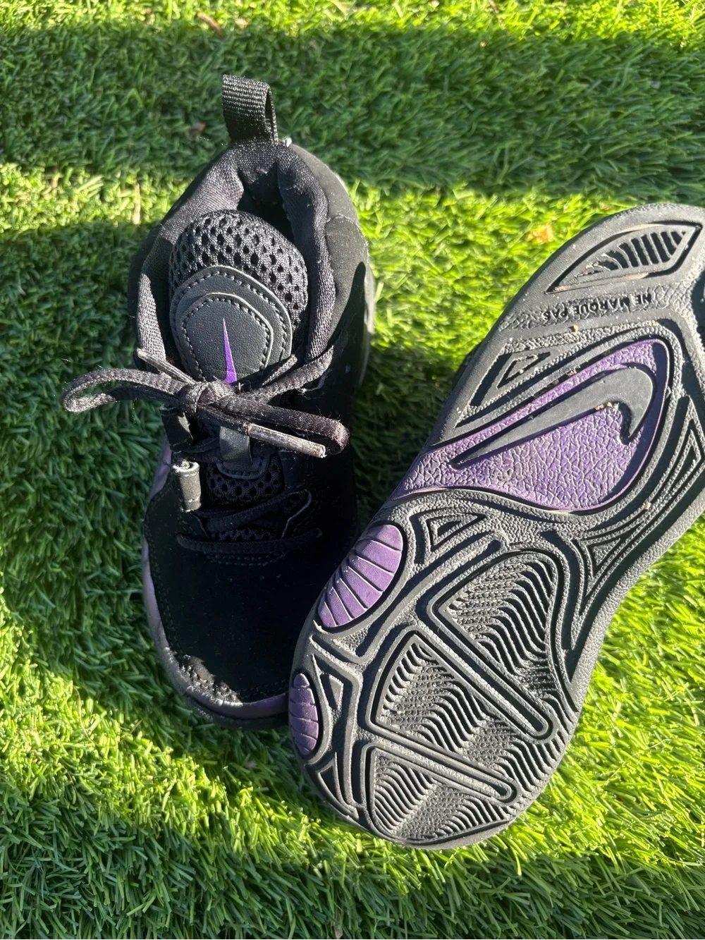 Nike Black and Purple Youth Athletic Shoes